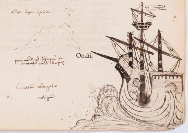 Sketch of Ship, Annotation by John Dee to Volume II of the Collected Works of Cicero large version